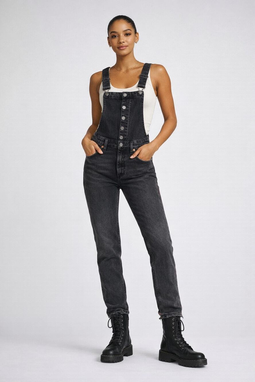 Free People Shelby Denim Overalls in Starry Black size 24 - NEW